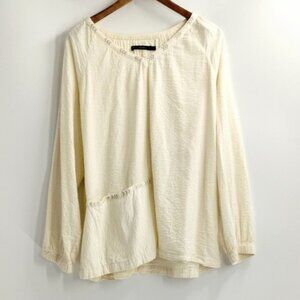 Gudrun Sjoden Cream V-neck Long Sleeve Oversized Tunic Organic Cotton size XL
